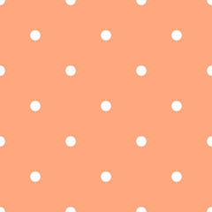 Orange white Large Polka Dots Pattern Repeat Background