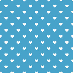 Seamless blue heart pattern background.Simple heart shape seamless pattern in diagonal arrangement. Love and romantic theme background.