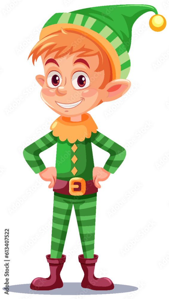 Wall mural adorable christmas elf cartoon character