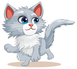 Cute white cat cartoon isolated