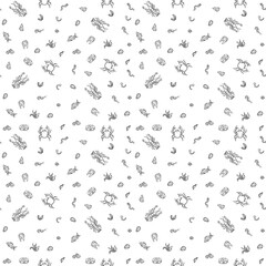 Seamless seafood pattern. Drawn seafood background