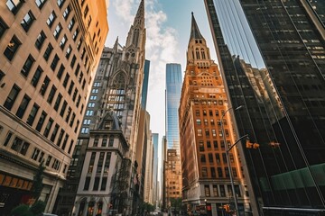 Skyscrapers and Offices in New York City - Urban Architecture and Business Hub, Generative AI