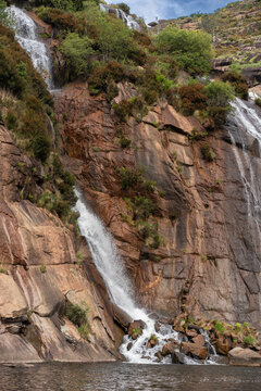 image of the mountain waterfall of Ézaro in Dumbria, La Coruña, Galicia, Spain