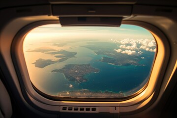 Looking out a window of a plane