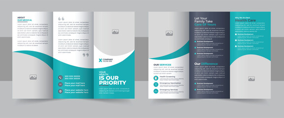 Medical Clinic Trifold Brochure Layout, Medical & healthcare trifold brochure layout template