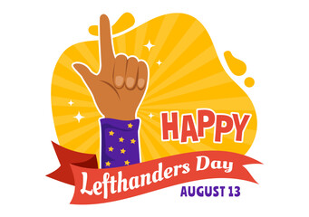Happy LeftHanders Day Celebration Vector Illustration with Raise Awareness of Pride in Being Left Handed in Flat Cartoon Hand Drawn Templates