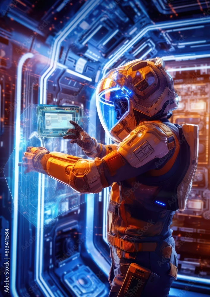 Wall mural astronaut exploring space and universe