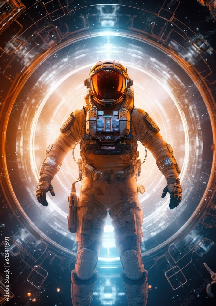 Sticker astronaut exploring space and universe