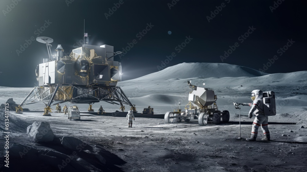 Canvas Prints astronauts on the surface of the moon