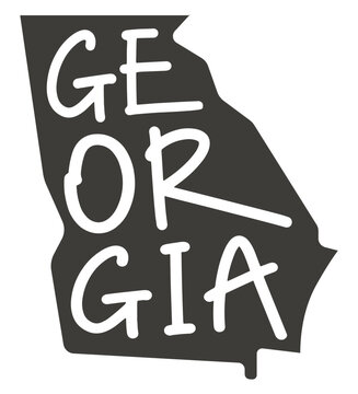 recommend clip art: Georgia. Vector silhouette state. Georgia map with text script. Georgia shape state map for poster, banner, t-shirt, tee. Vector outline Isolated illustratuon on a white background.