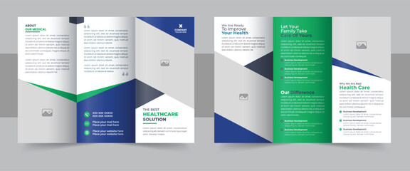 Fototapeta na wymiar Medical & healthcare trifold brochure template, Healthcare and medical service brochure flyer trifold design