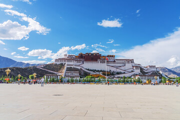 The View of Potala Palace and Plaza in Lhasa, Tibet, China 
