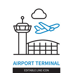 Fototapeta premium Airport Terminal editable line icon