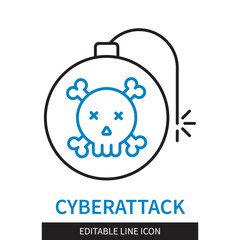 Cyberattack editable line icon