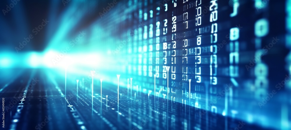 Aufkleber Futuristic computer data lines code system machine learning visualization technology background. Generative AI technology.
