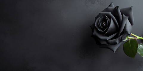 Beauty black rose flower, garden decoration, copy space blurred background, Generative AI - obrazy, fototapety, plakaty