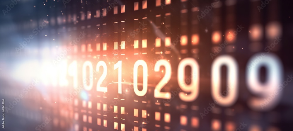 Aufkleber Number code system machine learning visualization technology background. Generative AI technology.