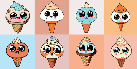 ice cream illustration. Cute Ice Cream Cartoon line art vector illustration, Ice Cream Cartoon, cone, cartoon ice cream, Cute Ice Cream logo