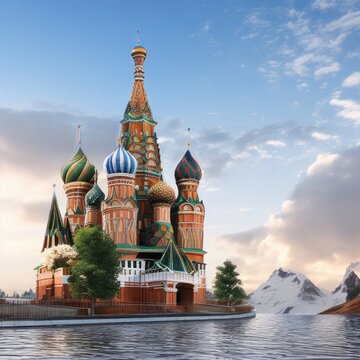 Russian background realistic render Generative ai