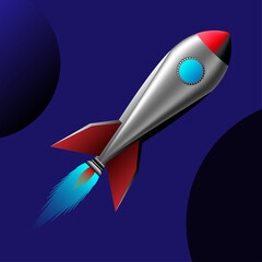 Fototapeta na wymiar Illustration of cartoon rocket space ship