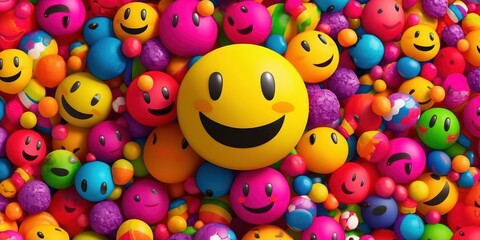 Joyful Emoji Background, World Emoji Day and Happy Day. Generative Ai