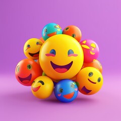 Joyful Emoji Background, World Emoji Day and Happy Day. Generative Ai