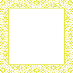 Decorative frame Elegant vector element for design in Eastern style, place for text. Floral yellow and white border. Lace illustration for invitations and greeting cards