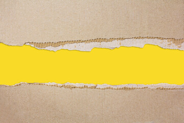 torn paper isolated on yellow background, Clipping path