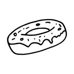 donut hand drawn in doodle style. fast food is sweet simple liner scandinavian style.