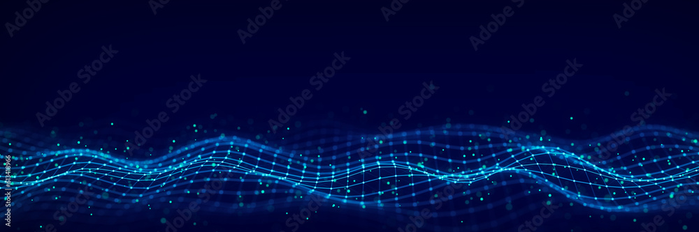 Poster 3d digital wave. technology wave. flow digital structure. cyber technology background. 3d rendering.