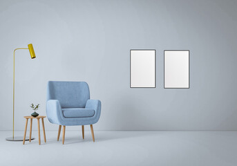 wall hunging emty frame with lite color wall