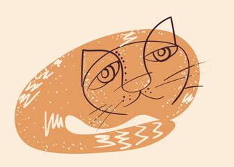 lazy cat. abstract vector illustration drawing