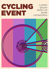 bike from behind. bauhaus style  line art cycling event poster. abstract style vector illustration