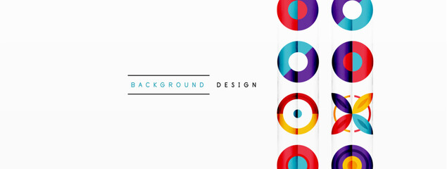 Colorful circles in a grid composition abstract background. Design for wallpaper, banner, background, landing page, wall art, invitation, prints, posters