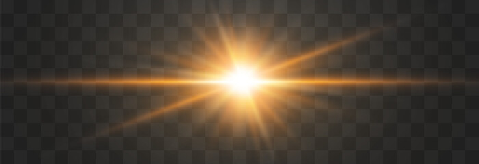 Vector glow light effect. Transparent sunlight. Special flash light effect. Spotlight beams. Light png. Decor element isolated on transparent background.