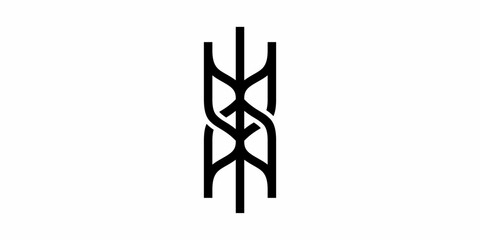 grain monogram line art outline icon symbol vector logo illustration.