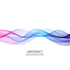 Abstract background with transparent wave of pink-blue lines
