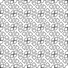 Stylish texture with figures from lines. Line art. Black and white pattern. Abstract background for web page, textures, card, poster, fabric, textile. 