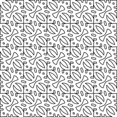 Stylish texture with figures from lines. Line art. Black and white pattern. Abstract background for web page, textures, card, poster, fabric, textile. 