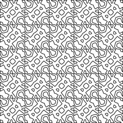 Stylish texture with figures from lines. Line art. Black and white pattern. Abstract background for web page, textures, card, poster, fabric, textile. 