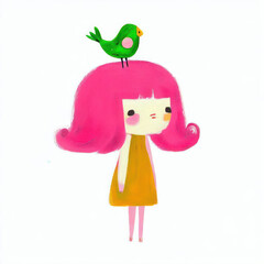 little girl with bird