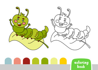 Coloring Book for Kids Caterpillar Page for Books Magazines Vector Illustration Template