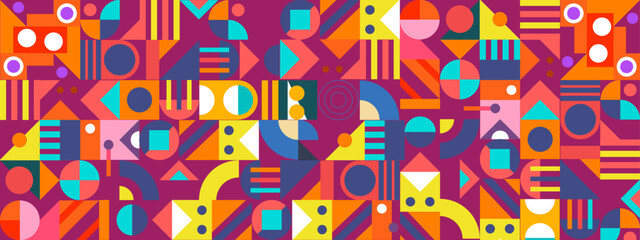 Mosaic geometric pattern design in retro style. Vector illustration.