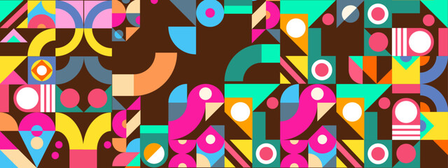 Fototapeta premium Mosaic geometric pattern design in retro style. Vector illustration.