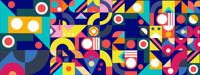 Mosaic geometric pattern design in retro style. Vector illustration.
