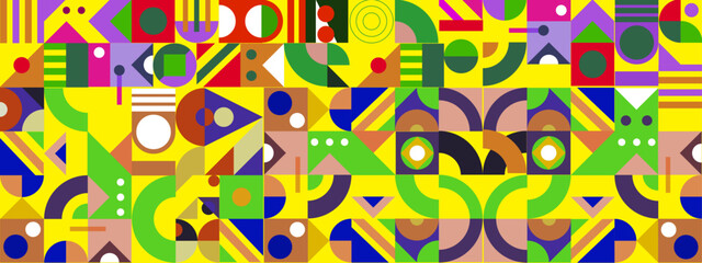 Mosaic geometric pattern design in retro style. Vector illustration.
