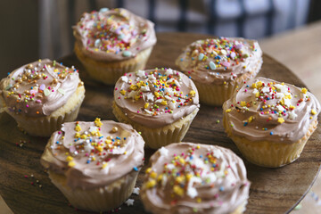 Closeup of chocolate cupcakes