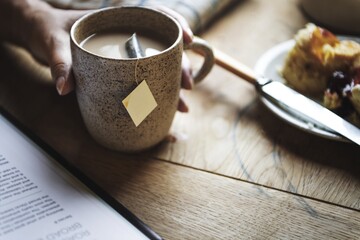 Woman having a cup of tea