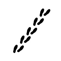 Silhouette of human footprints, vector illustration. Shoe sole mold. Foot prints, boots, sneakers. Barefoot icon effect.
