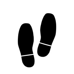 Silhouette of human footprints, vector illustration. Shoe sole mold. Foot prints, boots, sneakers. Barefoot icon effect.